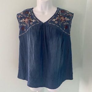 Knox Rose XL sleeveless chambray denim blouse new